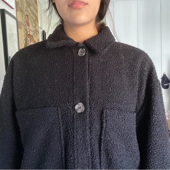 Black oversized teddy coat - Picture 2 of 8